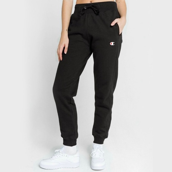 NWT Women’s Size Small Champion Drawstring Fleece Joggers With Logo Print Black - Picture 2 of 14
